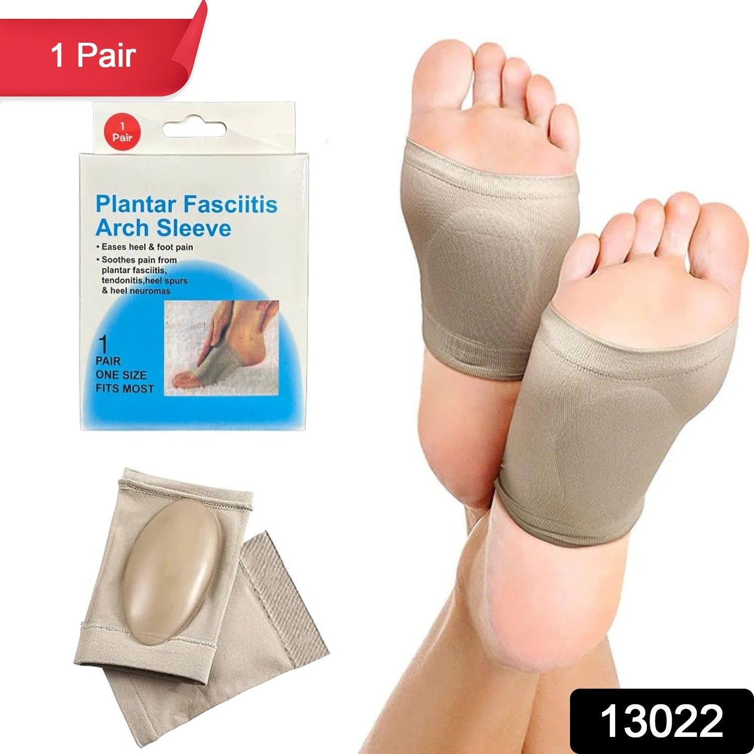 13022 Foot Arch Support for Men & Women | Medial Arch Support for Flat Feet Correction Sleeve with Cushion | Plantar Fasciitis Leg Foot Pain Relief Product | Foot Care for Orthopedic Shoes Slippers, (1 Pair) 13022 Foot Arch Support for Men & Women | Medial Arch Support for Flat Feet Correction Sleeve with Cushion | Plantar Fasciitis Leg Foot Pain Relief Product | Foot Care for Orthopedic Shoes Slippers, (1 Pair)